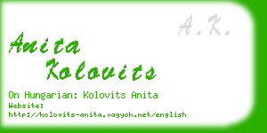 anita kolovits business card